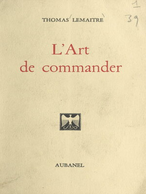 cover image of L'art de commander et l'art d'obéir